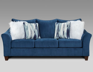 English Elm Camero Fabric Pillowback 3-Piece Sofa Set, Navy Blue