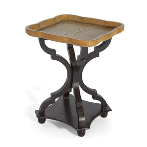 English Elm Christopher Knight Home® - End Table French Country Hourglass Accent Table in Black & Natural, Distressed Ornate Curves, 18.75" x 25" N771P307904B