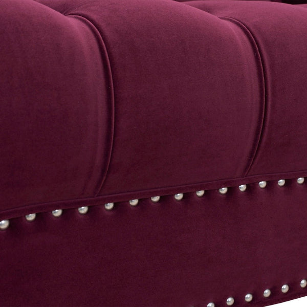 English Elm La Rosa Victorian Chesterfield Sofa Tufted Velvet with Nailhead Trim Formal Seating Burgundy B2719P238186
