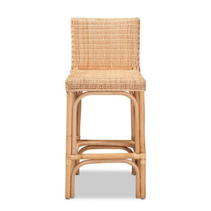 English Elm Modern Handwoven Rattan Counter Stool with Footrest for Kitchen Island Seating B2750P470025
