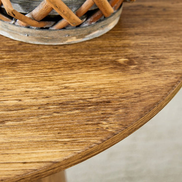 English Elm Nested Round Coffee Table Set Two Piece Wood Grain Veneer for Living Room or Office W2920S00113