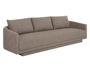 Sunpan Gannon Low Profile Curved Sofa Neutral Upholstered Three Seat Modern Living Room 113006