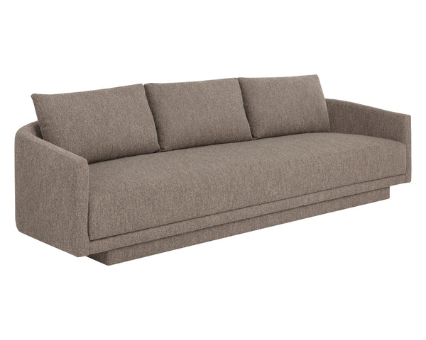 Sunpan Gannon Low Profile Curved Sofa Neutral Upholstered Three Seat Modern Living Room 113006