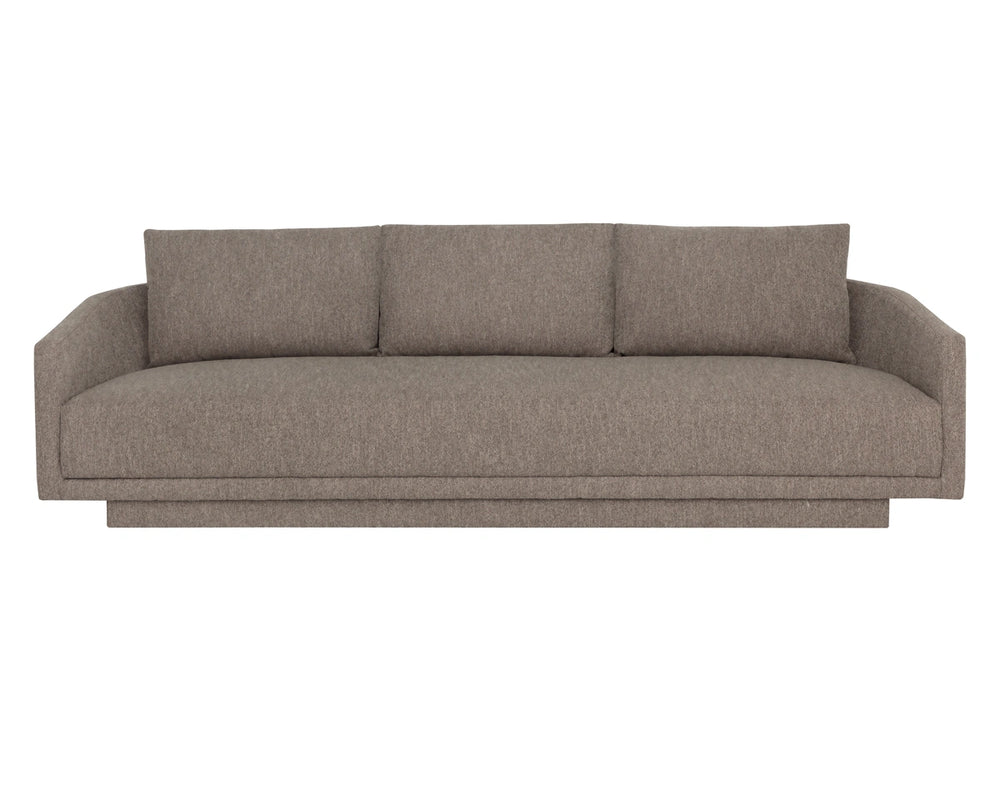 Sunpan Gannon Low Profile Curved Sofa Neutral Upholstered Three Seat Modern Living Room 113006