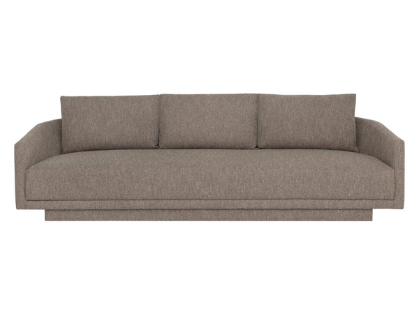 Sunpan Gannon Low Profile Curved Sofa Neutral Upholstered Three Seat Modern Living Room 113006