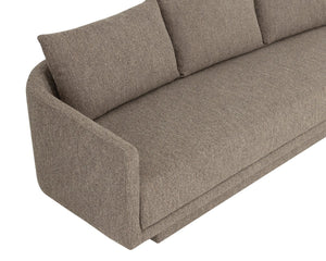 Sunpan Gannon Low Profile Curved Sofa Neutral Upholstered Three Seat Modern Living Room 113006
