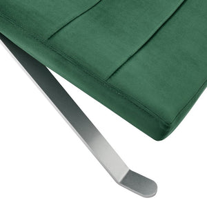 EuroStyle Gilda Sculptural Lounge Chair with Velvet Upholstery and Gloss Silver Steel Base Green Velvet 11300GRN-KIT