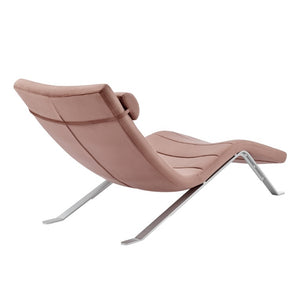 EuroStyle Gilda Sculptural Lounge Chair with Velvet Upholstery and Gloss Silver Steel Base Rose Velvet 11300RSE-KIT