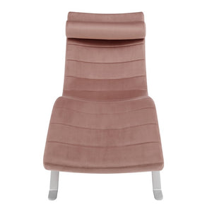 EuroStyle Gilda Sculptural Lounge Chair with Velvet Upholstery and Gloss Silver Steel Base Rose Velvet 11300RSE-KIT