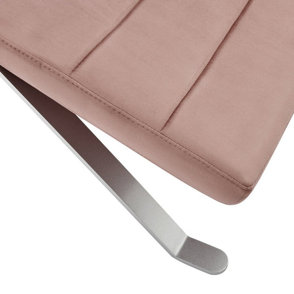 EuroStyle Gilda Sculptural Lounge Chair with Velvet Upholstery and Gloss Silver Steel Base Rose Velvet 11300RSE-KIT