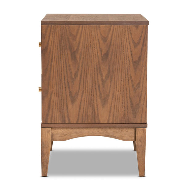 Baxton Studio Baxton Studio Landis Nightstand - Mid-Century Modern Ash Walnut with 2 Drawers and Gold Accents MG9002-Ash Walnut-2DW-NS