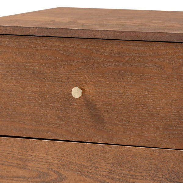Baxton Studio Baxton Studio Landis Nightstand - Mid-Century Modern Ash Walnut with 2 Drawers and Gold Accents MG9002-Ash Walnut-2DW-NS