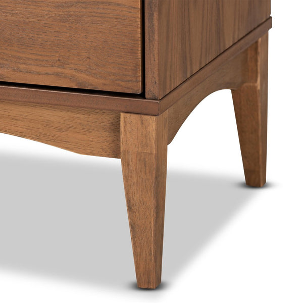 Baxton Studio Baxton Studio Landis Nightstand - Mid-Century Modern Ash Walnut with 2 Drawers and Gold Accents MG9002-Ash Walnut-2DW-NS