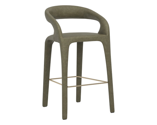 Sunpan Atika Sculptural Pine Wood Barstool for Kitchen Island or Counter Height Dining 113016
