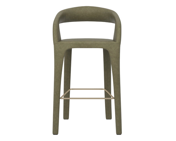 Sunpan Atika Sculptural Pine Wood Barstool for Kitchen Island or Counter Height Dining 113016