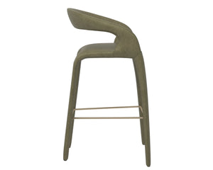 Sunpan Atika Sculptural Pine Wood Barstool for Kitchen Island or Counter Height Dining 113016