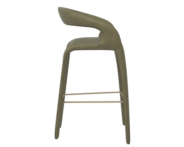 Sunpan Atika Sculptural Pine Wood Barstool for Kitchen Island or Counter Height Dining 113016