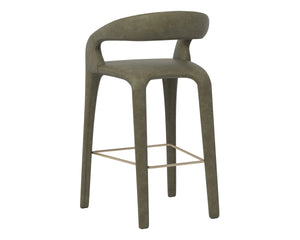 Sunpan Atika Sculptural Pine Wood Barstool for Kitchen Island or Counter Height Dining 113016