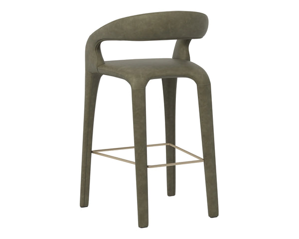 Sunpan Atika Sculptural Pine Wood Barstool for Kitchen Island or Counter Height Dining 113016