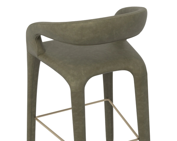 Sunpan Atika Sculptural Pine Wood Barstool for Kitchen Island or Counter Height Dining 113016
