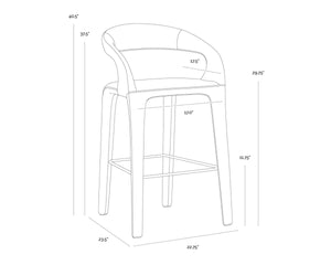 Sunpan Atika Sculptural Pine Wood Barstool for Kitchen Island or Counter Height Dining 113016