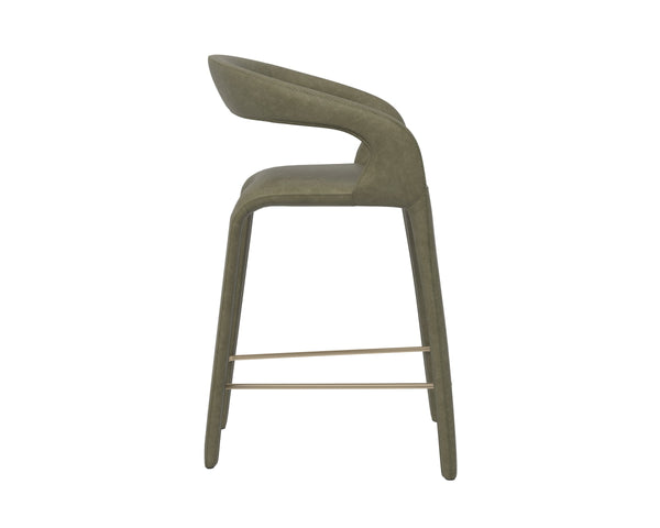 Sunpan Atika Sculpted Wood Counter Stool Warm Pine Finish for Modern Kitchen Dining 113017