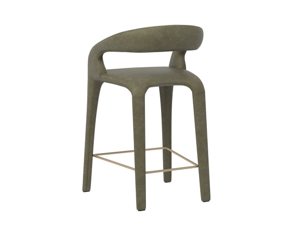 Sunpan Atika Sculpted Wood Counter Stool Warm Pine Finish for Modern Kitchen Dining 113017