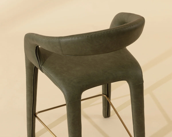 Sunpan Atika Sculpted Wood Counter Stool Warm Pine Finish for Modern Kitchen Dining 113017