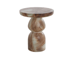 Sunpan Orielle Sculptural Concrete End Table with Marble Effect Finish and Gourd Base 113020