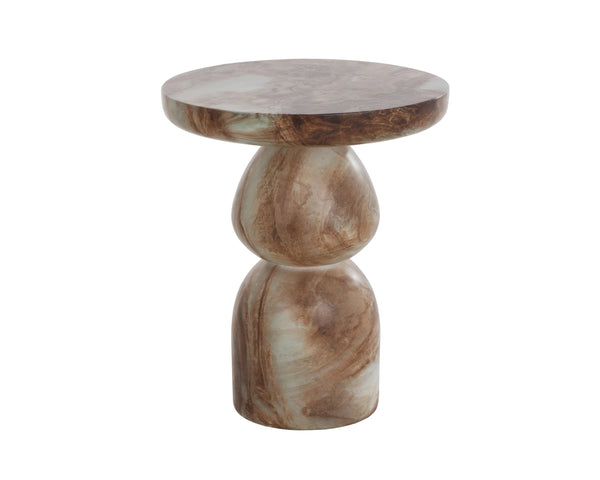 Sunpan Orielle Sculptural Concrete End Table with Marble Effect Finish and Gourd Base 113020