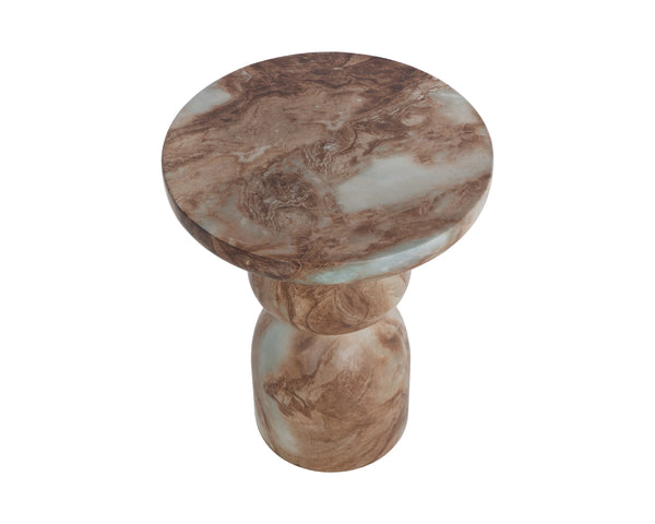 Sunpan Orielle Sculptural Concrete End Table with Marble Effect Finish and Gourd Base 113020