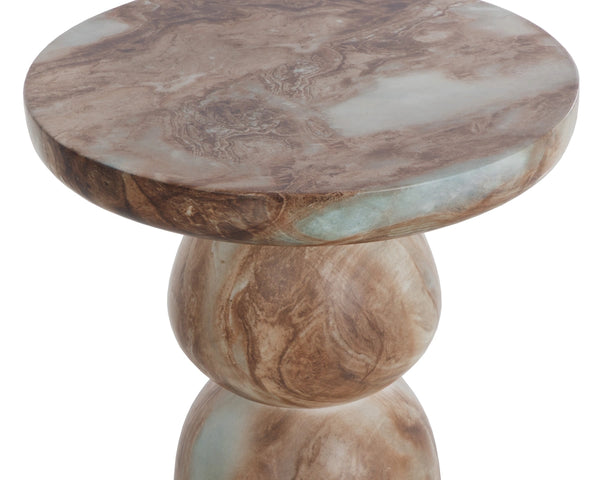 Sunpan Orielle Sculptural Concrete End Table with Marble Effect Finish and Gourd Base 113020