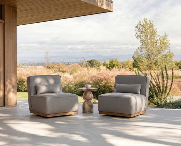 Sunpan Orielle Sculptural Concrete End Table with Marble Effect Finish and Gourd Base 113020
