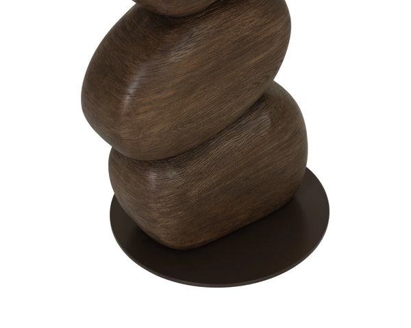 Sunpan Balio Sculptural Concrete End Table with Faux Wood Grain Finish for Indoor Outdoor Use Brown 113021