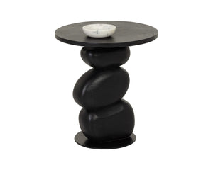 Sunpan Balio Sculptural Concrete End Table with Faux Wood Grain Finish for Indoor Outdoor Use Black 113022