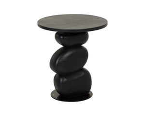 Sunpan Balio Sculptural Concrete End Table with Faux Wood Grain Finish for Indoor Outdoor Use Black 113022