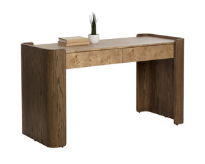 Sunpan Beryl Burl Veneer Writing Desk with Oak Legs Artisan Crafted for Home Office 113024
