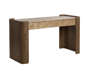 Sunpan Beryl Burl Veneer Writing Desk with Oak Legs Artisan Crafted for Home Office 113024