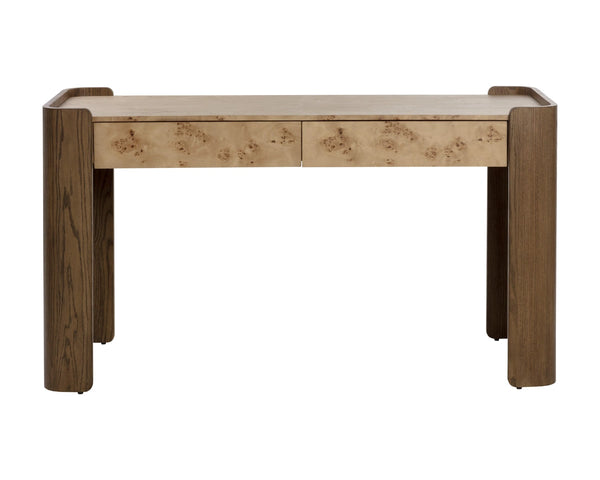 Sunpan Beryl Burl Veneer Writing Desk with Oak Legs Artisan Crafted for Home Office 113024