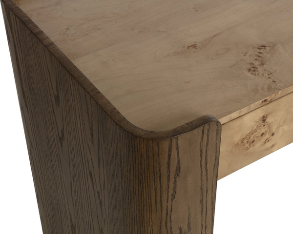 Sunpan Beryl Burl Veneer Writing Desk with Oak Legs Artisan Crafted for Home Office 113024