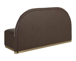 Sunpan Ovid Upholstered Banquette Faux Leather Seat Fabric Back Stainless Steel Plinth Base Brown 113025