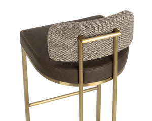 Sunpan Larissa Barstool Faux Leather Seat Fabric Back Antique Brass Frame Kitchen Island 113026