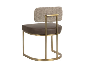 Sunpan Larissa Two-Tone Dining Chair Faux Leather Seat Fabric Back Antique Brass Frame 113028