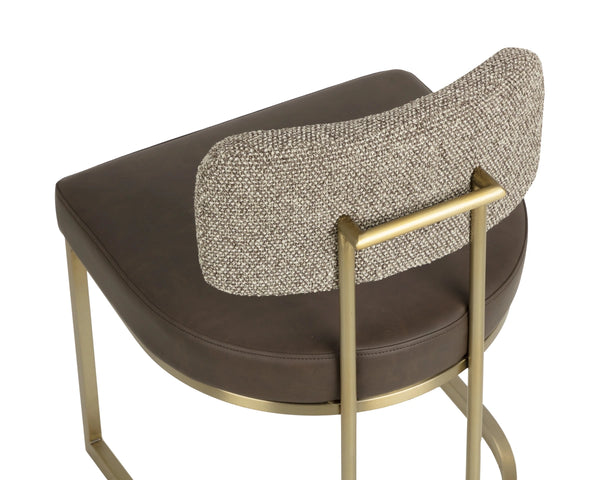 Sunpan Larissa Two-Tone Dining Chair Faux Leather Seat Fabric Back Antique Brass Frame 113028