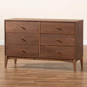 Baxton Studio Baxton Studio Landis 6-Drawer Dresser: Stylish Mid-Century Modern Ash Walnut Design for Any Bedroom MG9002-Ash Walnut-6DW-Dresser