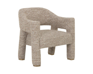 Sunpan Prisca Sculpted Lounge Chair with Cutout Back and Brushed Brass Feet for Living Room 113030