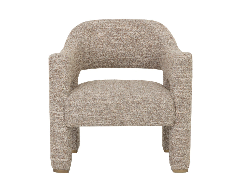 Sunpan Prisca Sculpted Lounge Chair with Cutout Back and Brushed Brass Feet for Living Room 113030