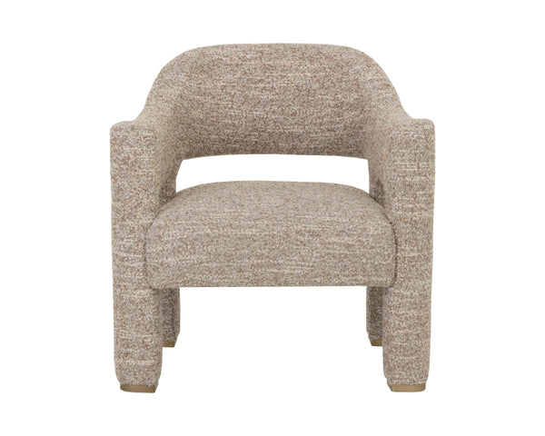 Sunpan Prisca Sculpted Lounge Chair with Cutout Back and Brushed Brass Feet for Living Room 113030
