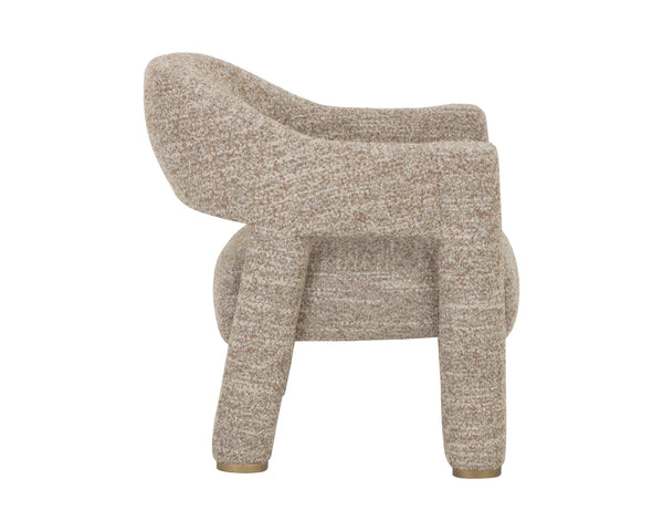Sunpan Prisca Sculpted Lounge Chair with Cutout Back and Brushed Brass Feet for Living Room 113030
