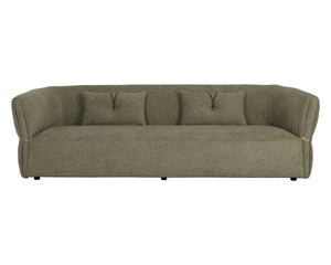 Sunpan Davisville Italian Designed Sofa with Sculptural Low Profile and Artisan Cushion Detail Green 113034